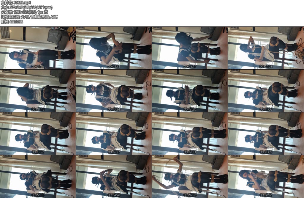 [亚洲绳艺] 伪娘女仆装后手缚座椅拘束强高-丝依依