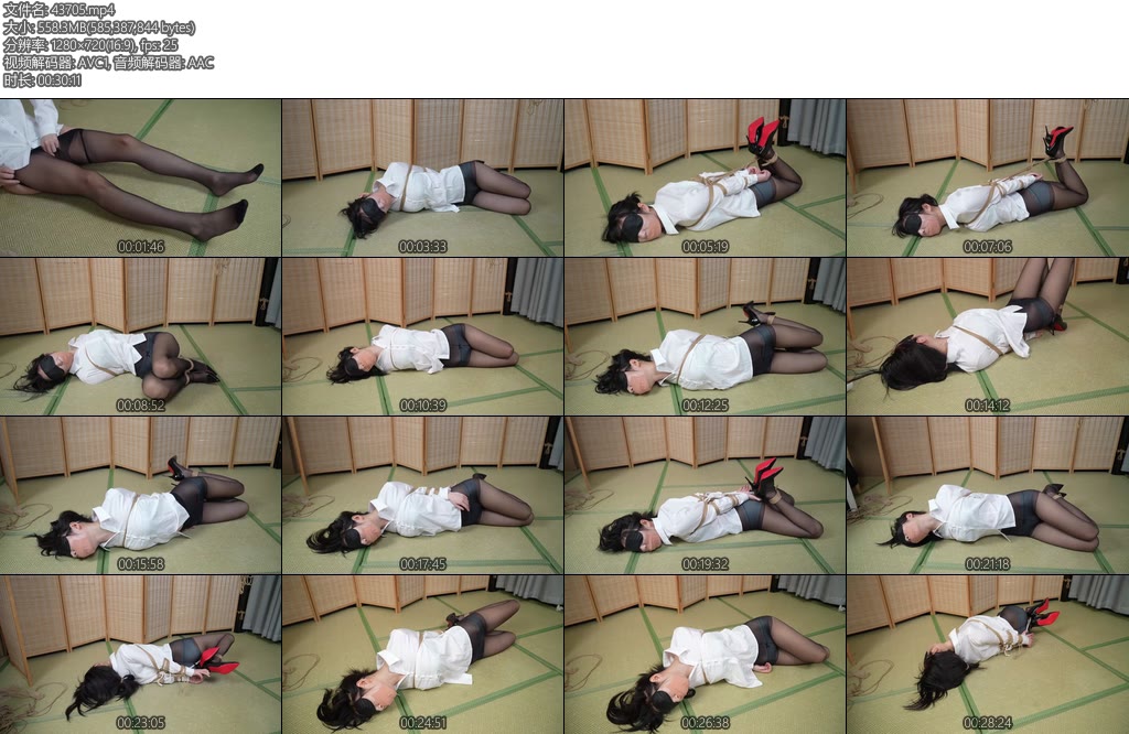 [象人原创] 嗷嗷白色长袖衬衣黑色长裤裤里肉丝黑丝驷马捆绑-丝依依