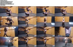 [欧美绳艺] Drooling redhead struggles in heavy steel cuffs in the sauna-丝依依