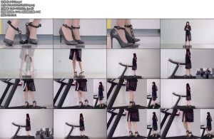 [跑步机] 高跟遇到跑步机虐足铐镣带锁高跟铐镣禁锢的带锁束缚带肉丝灰高跟金属GSTD电动BB与跑步机-丝依依