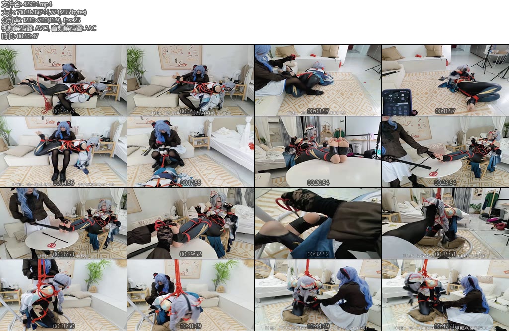 [亚洲绳艺] 甘雨和申鹤师妹玩的绳子游戏伪娘-丝依依