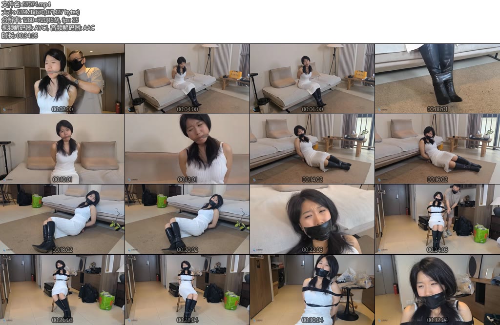 [JS原创] 妙一入室抢劫女孩回家遭遇入室抢劫长靴布团堵嘴胶带捆绑-丝依依