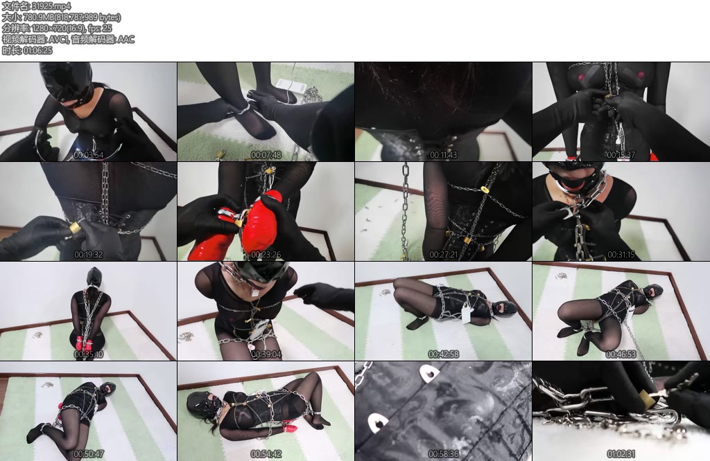 [冬楚楚原创] 自缚挣扎（第13期）铁链铐镣囚奴超大口球口水狂流四个跳蛋四条丝袜十几把小锁搭配铁链紧固真的不敢乱动-丝依依