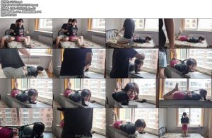 [WN原创] 肉丝美少女欣妍股绳驷马缚窗台放置，强制抬头，马具口球堵嘴口水-丝依依