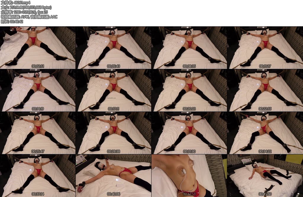 [亚洲绳艺] 友人達を招いてベッドで拘束された女を眺める会-丝依依