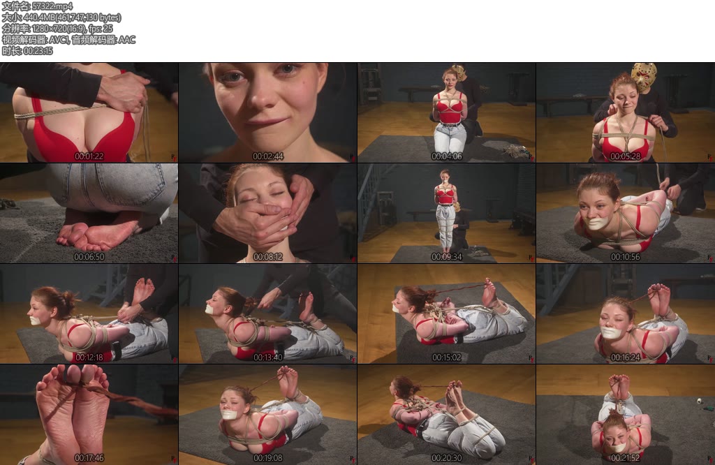 [欧美绳艺] Emily Tight Rope Hogtie for Barefoot Redheaded Beauty-丝依依