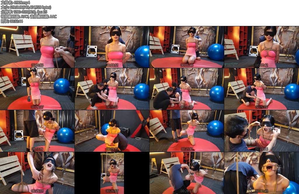 [意之窗] 汤圆粉色抹胸裙单膝跪地的紧缚-丝依依