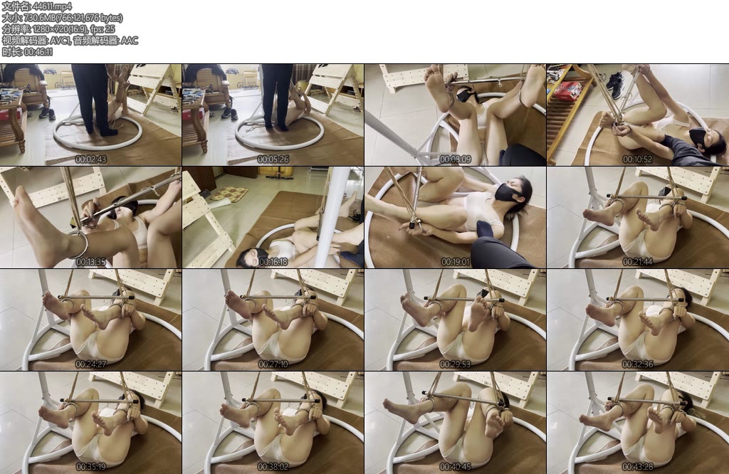 [缚予原创] 线下真实调教之墨依强制分腿并手脚吊缚放置羞耻分腿吊缚踩踏羞辱羽毛TK挠脚挠痒墨依被这种并手脚的羞耻姿势吊起来还要被主人用脚踩下面-丝依依