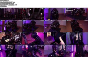 [JIOJIO原创] 乳胶の母畜性奴隶（1）犬奴K9套装对着镜子跑步机训练接着换成漆皮单手套K9脚套装锁链固定震动B强制GC翻白眼-丝依依