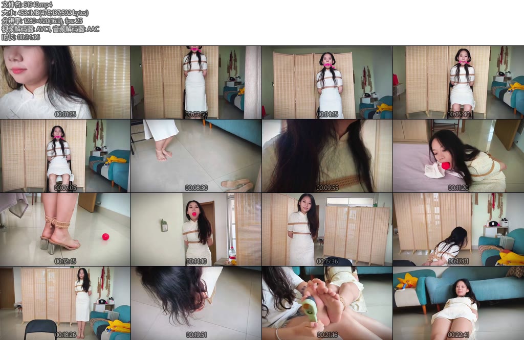 [禾一原创] 束缚挑战超紧日式访谈口球玉足任务失败挠脚心等等甜妹冰柠挑战半个小时失败等等最后有采访哦-丝依依