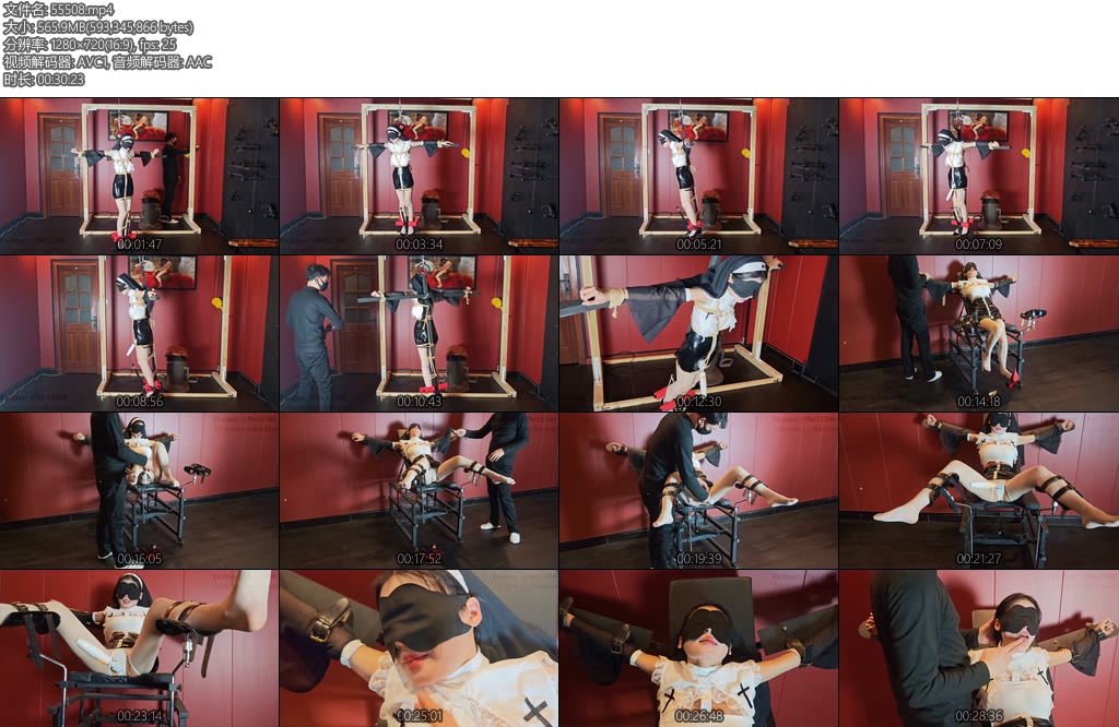 [意之窗] 汤圆犯禁修女的折磨十字架吊缚按摩棒折磨鞭打束缚分腿椅-丝依依