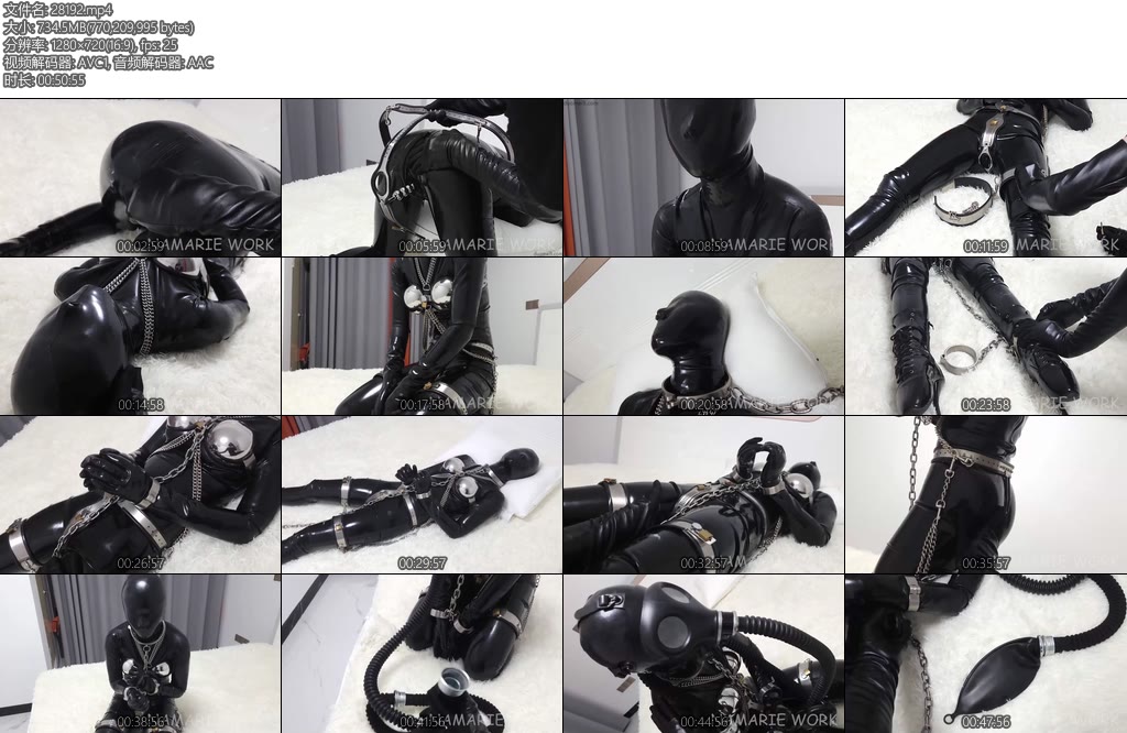 [Namarie Work] 假期我要被拘束（12）完结篇全包胶衣拘束贞操带KBY塞G塞放置全包头套防毒面具H吸Y制-丝依依