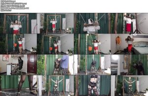 [夜未央] 妻奴周末小调 枷锁固定 强制口球 水桶吊股绳（骑绳）单手套后手吊缚 刑架束缚电击等-丝依依