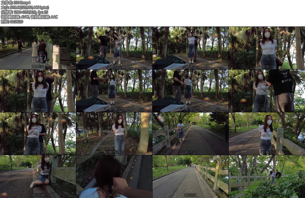 [晓鹿绳艺] 户外挑战户外挑战锻炼模特的胆量要求寻找陌生人带上口球并且在陌生人面前表演最后还要去寻找陌生人解开自己身上的绳子-丝依依