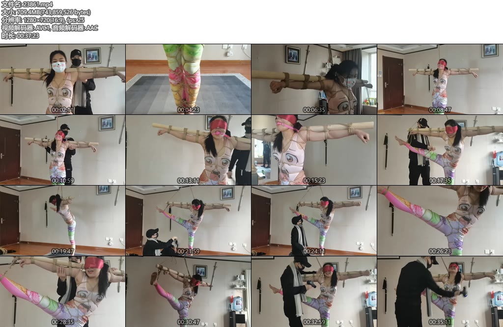 [一绳所爱] 笑笑被绑在木棍上鞭打、按摩旋转-丝依依