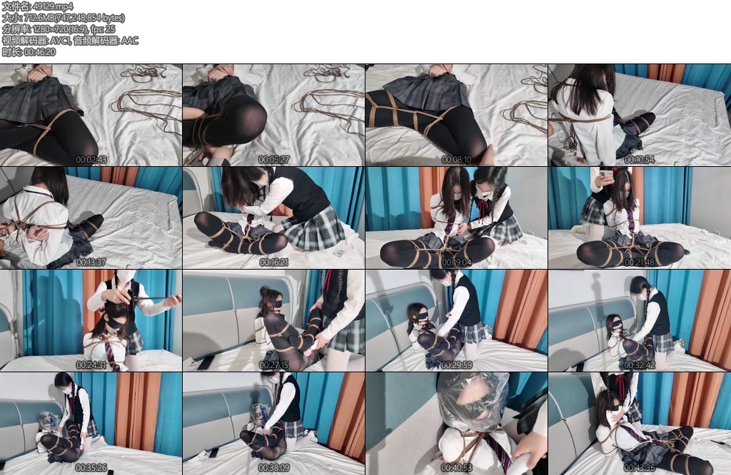 [长颜草] 剧情姐妹调教jk黑丝梦婷被霜喵盘腿缚绑到床上只能被迫接受tk电击贴棒棒骚扰后戴上口球内入小怪兽一边用塑料袋X_X一边强制X_X-丝依依