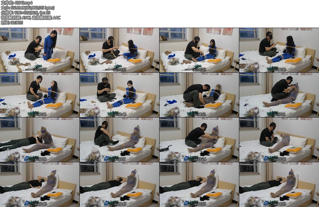 [JS原创] 宫怡蓝胶衣丝袜捆绑堵嘴胶带封堵口罩丝袜头套全包鞭打挠痒-丝依依