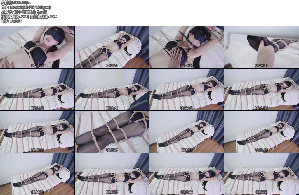 [亚洲绳艺] 偷袭午休美女控制后全身捆绑固定在床上调教-丝依依