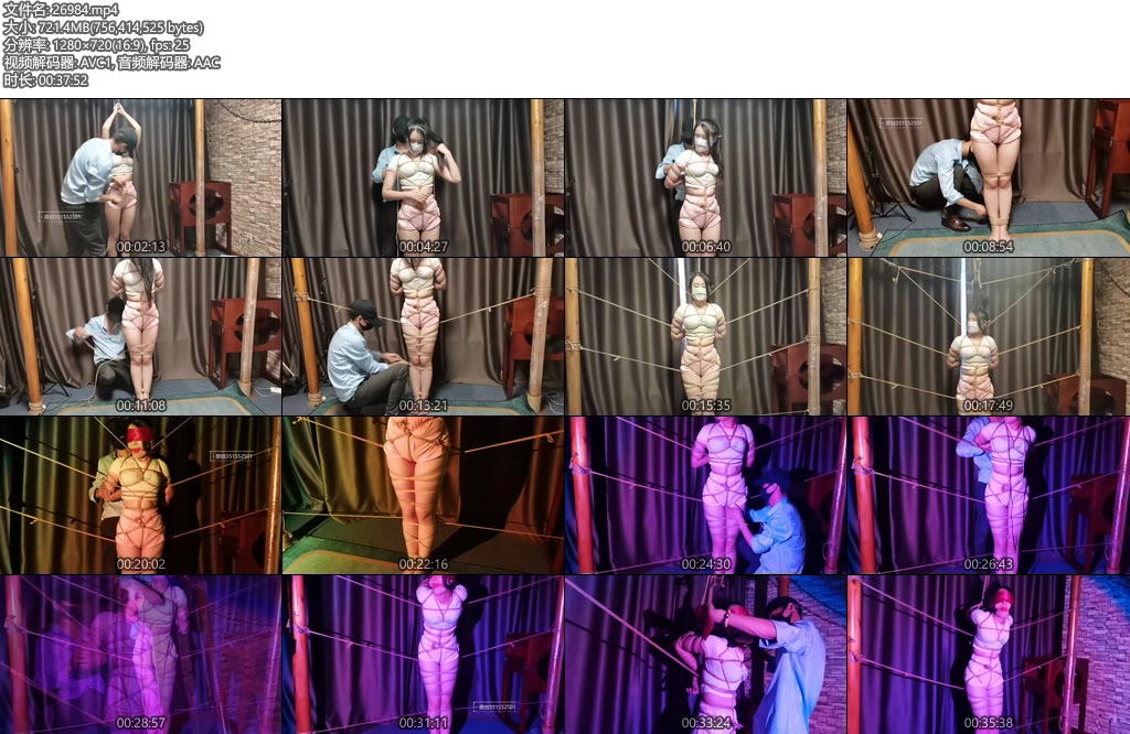 [一绳所爱] 小花影五花捆绑在柱子中间玩弄 （上）-丝依依