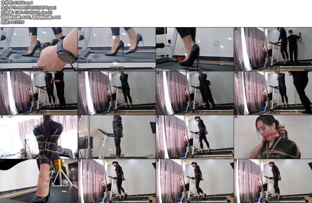 [绳之韵] 菲菲绳模的正确健身方式第三课（第一集）直臂捆绑、大号口球、超紧股绳 跑步机挑战性被动锻炼-丝依依