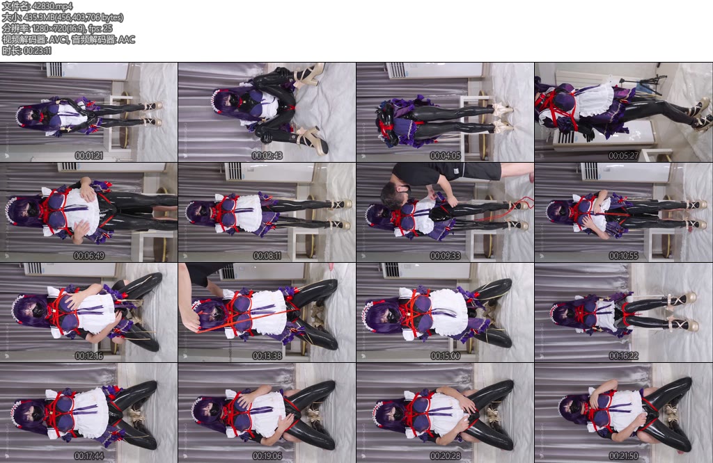 [CD伪娘] 男娘cosplay莫娜女仆黑色胶衣乳胶口罩贞操锁-丝依依