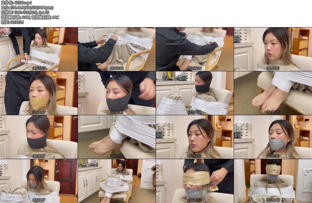 [默示录] 缚艺录小晗统一降价3种胶带的封嘴束缚挣扎-丝依依