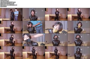 [FSS原创] 奴隶女搜查（4）堵嘴蒙眼口水地狱三种种口枷堵嘴蒙眼爱好者心水之作口水收集口枷乳胶封嘴器马具口塞防毒面具全封闭眼罩胶衣紧身衣单手套拘束-丝依依