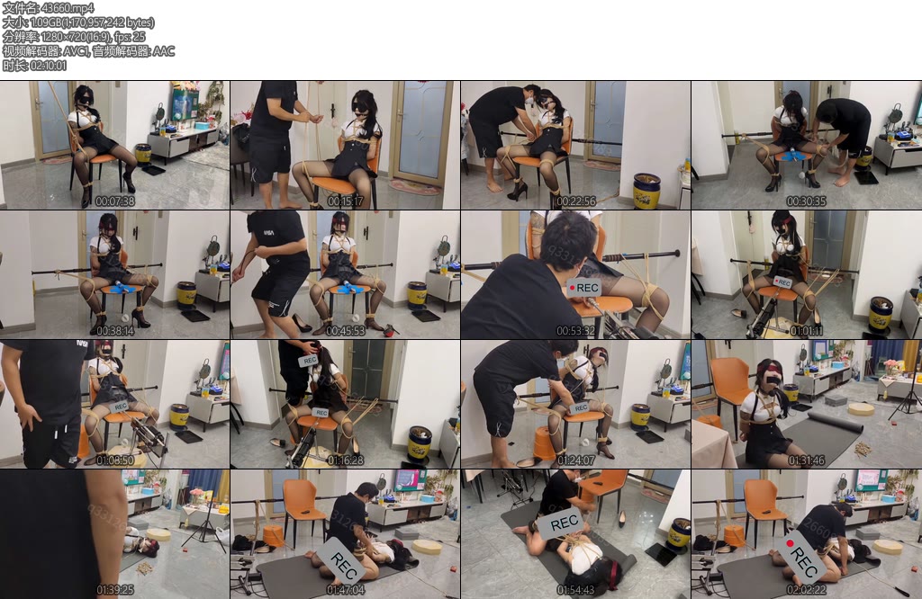 [欢乐谷] 彻底固定闷绝跑机强高深度完整版 完全捆绑固定好之后，丝袜堵嘴再带上口球，然后绑上高跟鞋，摆好跑基-丝依依