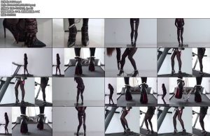 [亚洲绳艺] 连体衣黑丝高跟手脚连铐电动BB金属GSTD电击器在跑步机上-丝依依