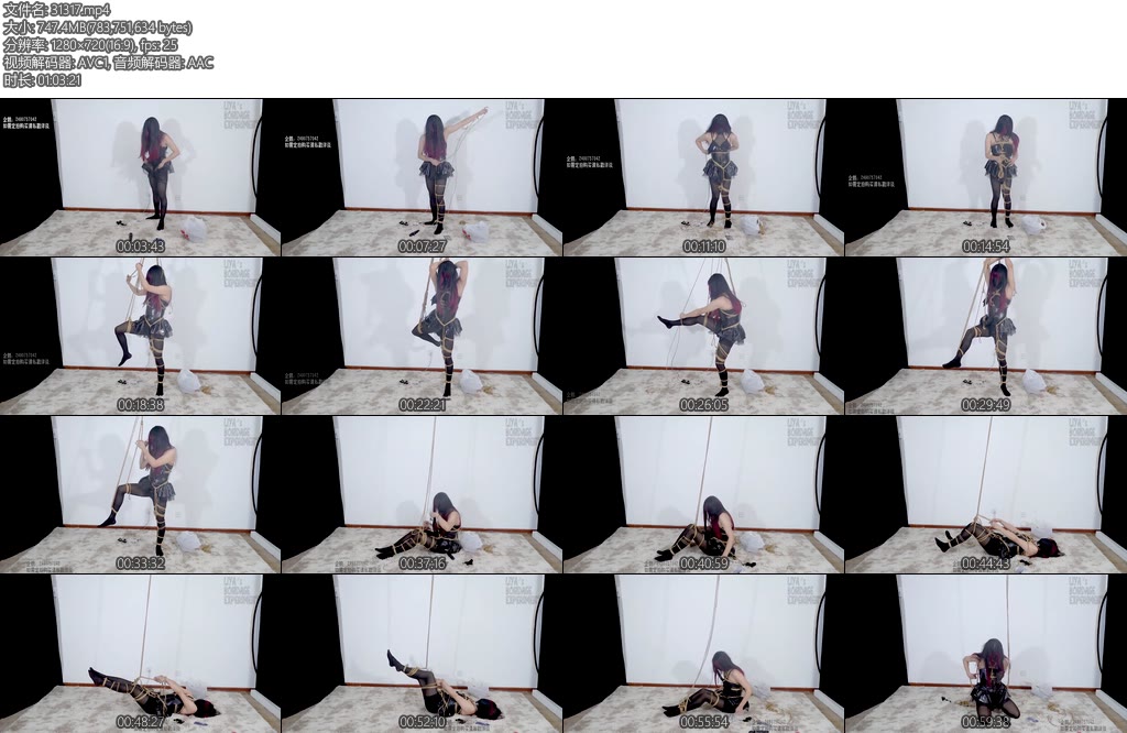 [莉雅原创] 小恶魔的自缚自缚单腿吊棒子电击封嘴头套-丝依依