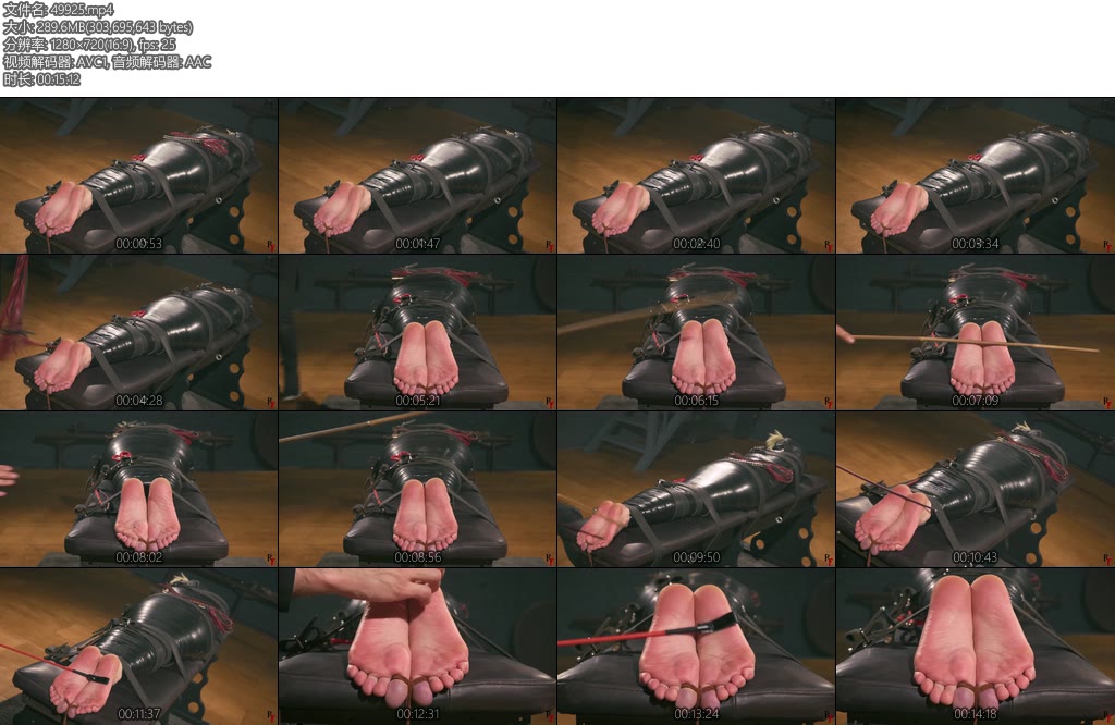 [欧美绳艺] Elli in Total Tight PVC Mummification Another Bastinado for Barefoot Submissive Cutie-丝依依