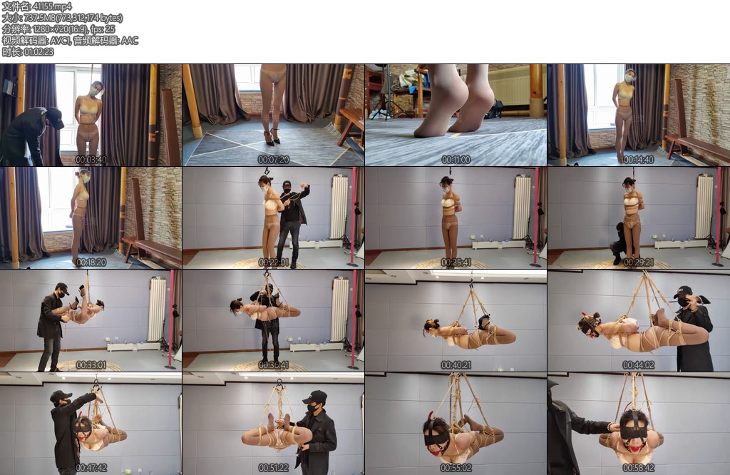 [一绳所爱] 老鬼初心制作优优内衣捆绑TJ上集灰咖丝马具口球小玩具痛苦吊-丝依依