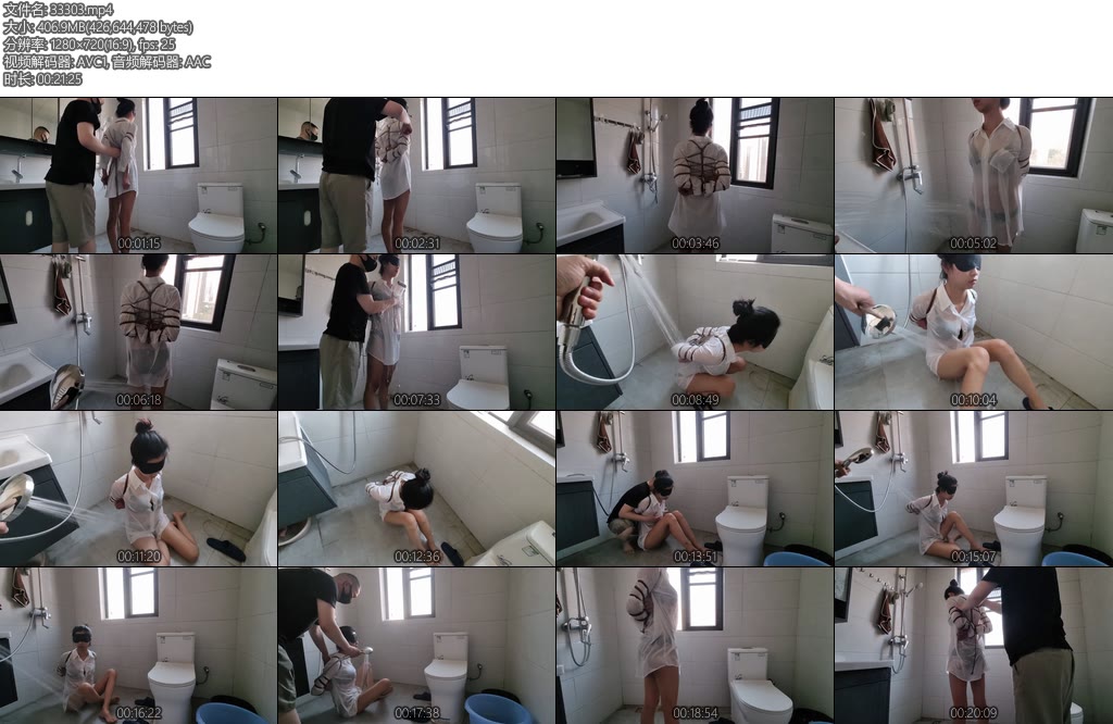 [一龙原创] 一龙工作室 美女大学生白衬衣黑色内衣在浴室被五花捆绑淋水身材火辣可以接约绳定拍原味-丝依依