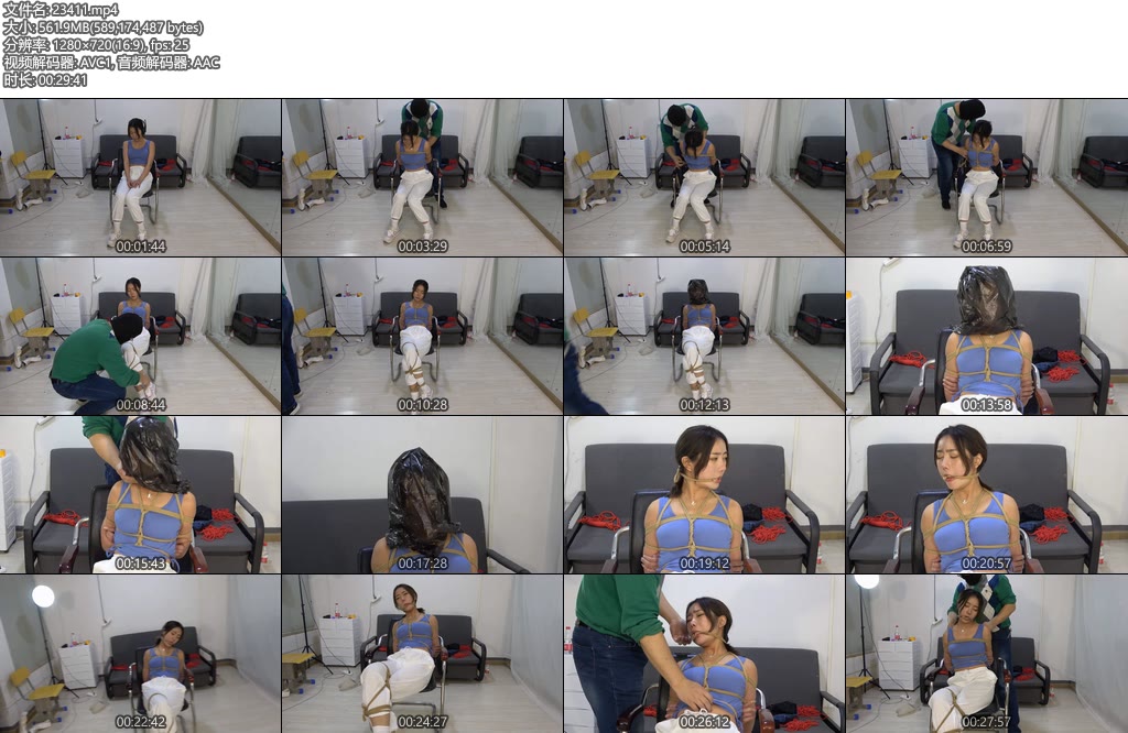 [美束映画] 绑架小丁 紧身背心白棉袜运动鞋 麻绳勒嘴，套头挣扎-丝依依