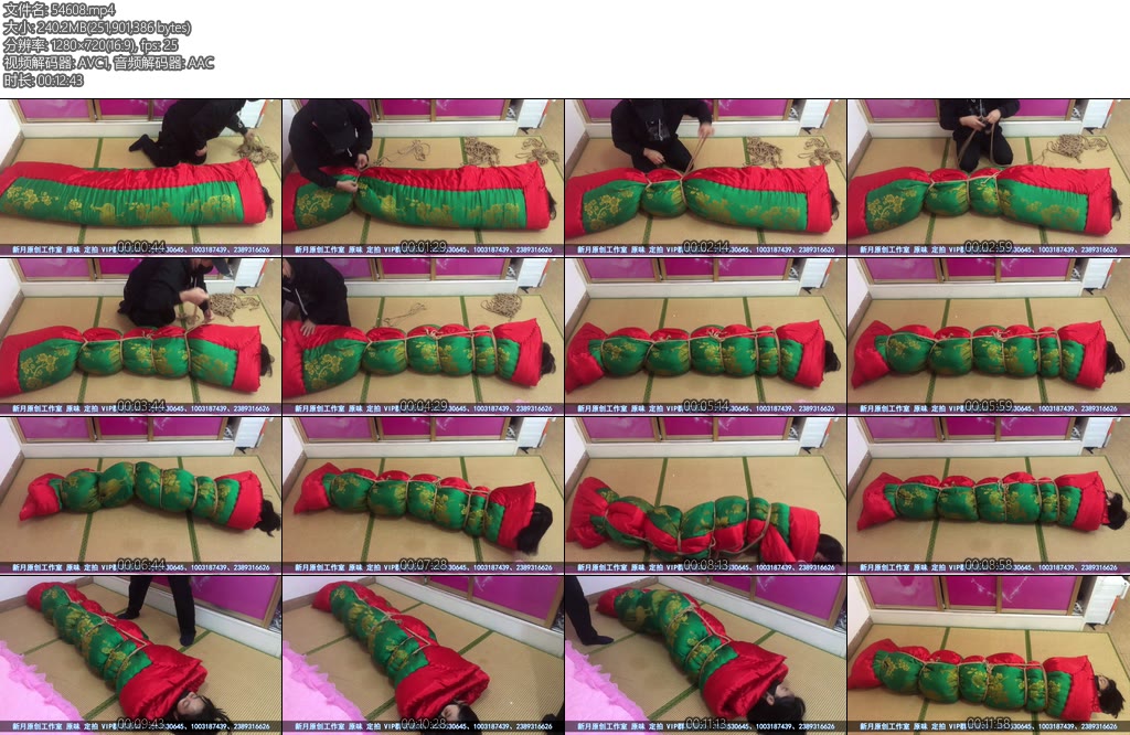 [新月原创] 红豆微剧情体操服白丝大红棉被包裹捆紧挣扎被欺负-丝依依