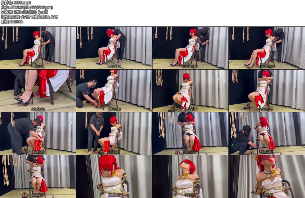 [象人原创] 小0姬子cos多胶带封嘴椅缚挣扎-丝依依