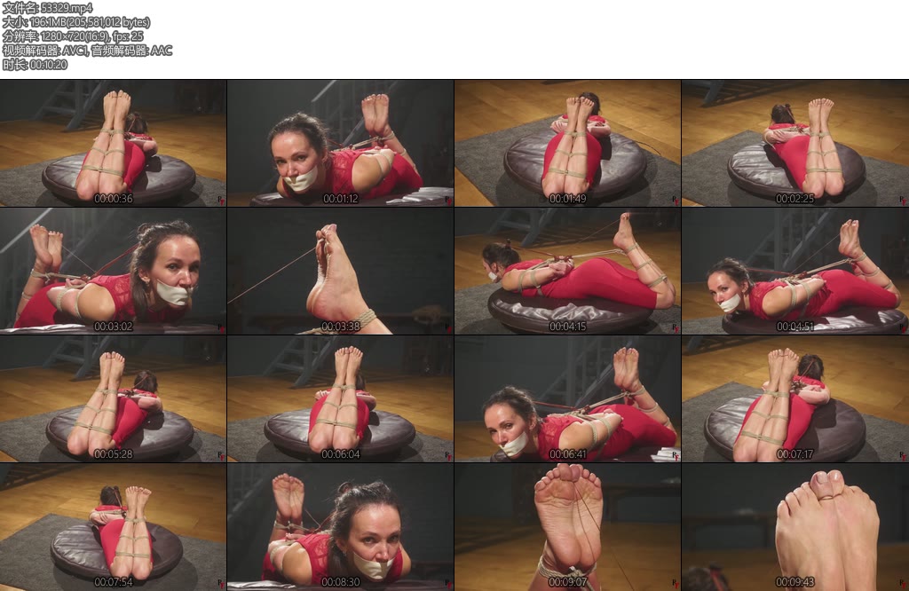 [欧美绳艺] Sebastyana Hogtied Barefoot Brunette on the Turntable-丝依依