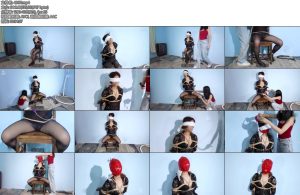 [樱束原创] 绑架勒索小姐姐被歹徒盯上偷偷潜入她家将她弄晕绑走她穿着性感睡衣黑丝被蒙眼堵嘴捆绑在椅子上害怕喊叫挣扎歹徒鞭打棒棒刺激逼问银行卡密码后将她胶带封头-丝依依