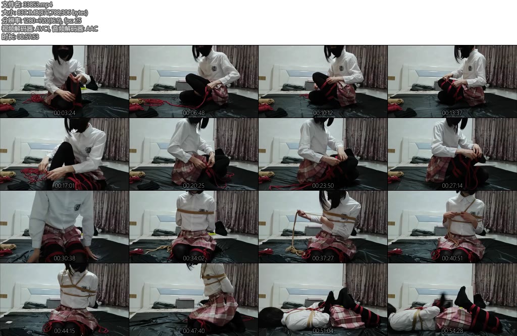 [亚洲绳艺] 小璇的自缚后手折腿挣扎-丝依依