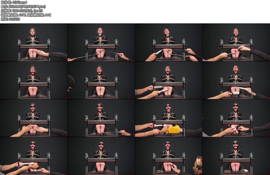 [欧美绳艺] Liza Lush A Tickle Toy Tickling in a Catsuit Toe press Ballgag and Nosehook-丝依依