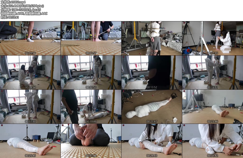 [绳之韵] 心软的菲菲，变成木乃伊的小诺，小诺第一拍（第三集上集）全包TK玩脚：菲菲练手虐小诺，全包、TK-丝依依