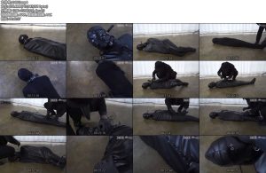 [真核生物] 致敬道具箱将可爱的妹子装入皮革拘束睡袋和丝袜睡袋加上眼罩与口枷皮革头套-丝依依