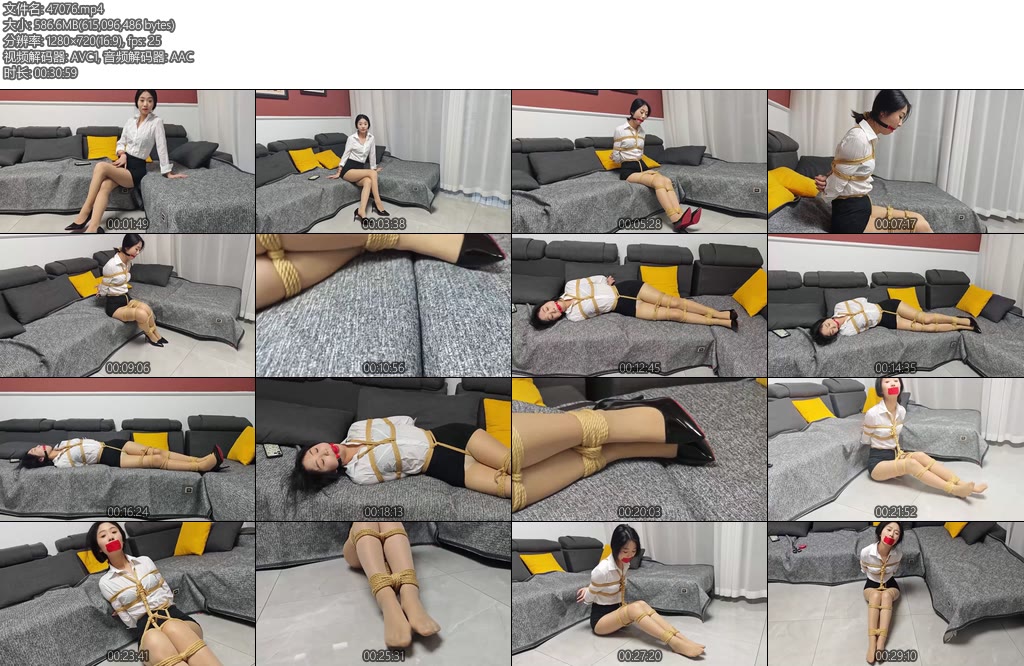 [4K映像] 日式捆绑全身OL肉丝超短裙红底高跟-丝依依