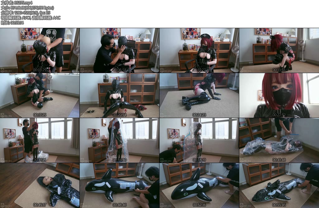 [闪闪原创] 闪闪工作室 到底能套多少层小女生居然能承受住极限的套娃站立式真空袋无呼吸管的充气鲸鱼-丝依依