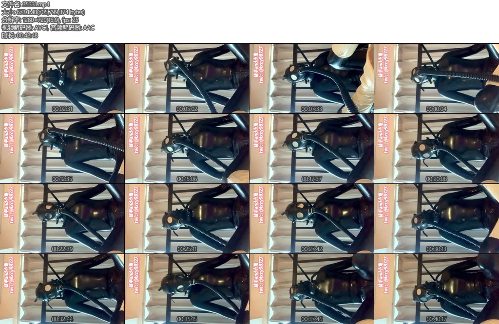 [徒手和小兔] 小兔变女S报复玩弄全包胶衣微孔防毒面具呼吸袋塑料袋呼吸游戏震动放置玩弄-丝依依