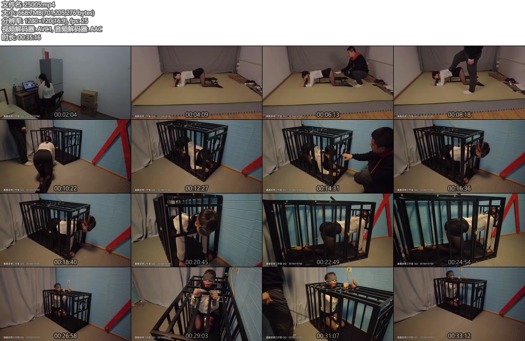 [鑫鑫原创] 肉肉女秘首次调教k9束缚sp囚笼进食口球关押黑丝爬行-丝依依