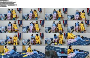 [亚洲绳艺] 双人睡衣玩法从满满的爱到直臂被绑绑在椅子上试图逃跑失败者将被给予终生难忘的惩罚-丝依依