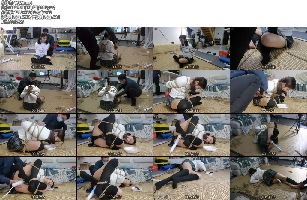 [绳之韵] 眼镜小学妹瑾瑜绑成球的极限后观音桃缚，尴尬又难受的环形口枷、股绳固定棒-丝依依