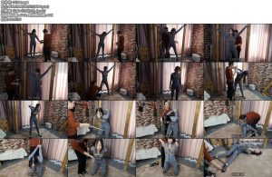 [随心原创] 彩彩 灰色连体衣 高挑 长腿 柱子上的禁锢调叫-丝依依