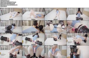 [九尾少女] 驯化家养小母狗，穿上K9套装成为白丝小母狗，头套包裹放置play鞭打-丝依依